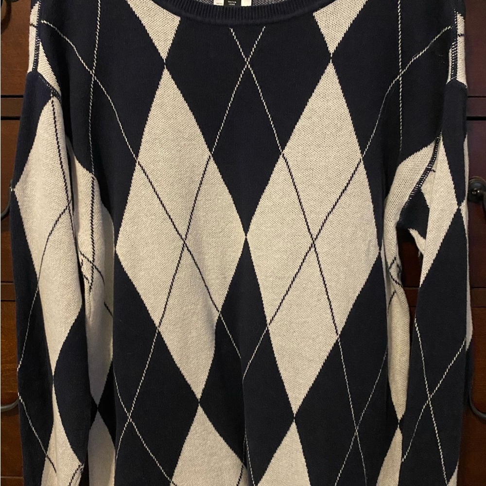 Tribal Black and Cream Argyle Women's Sweater
